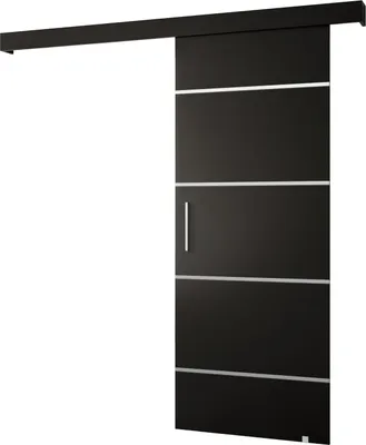 Produktbild von MEBLE KRYSPOL  Schiebetürsystem SALWADOR 4 mit Schienenabdeckung, Einbautüren, 90x204cm, Schwarz