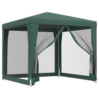 Image de vidaXL Tente de réception avec 4 parois latérales en maille vert 2,5x2,5 m HDPE