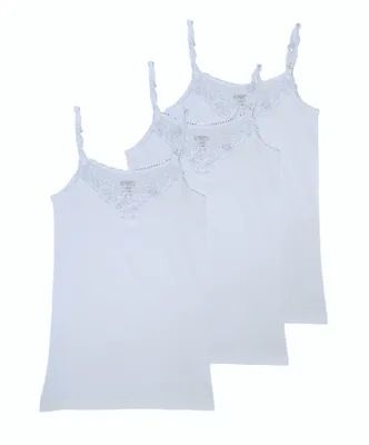 Produktbild von TOKER COLLECTION® Achseltop Damen Unterhemd mit elastischen Trägern im 3er Pack (Spar Packung, 3er Pack) aus reiner Baumwolle, Größe 44/46, Farbe weiß