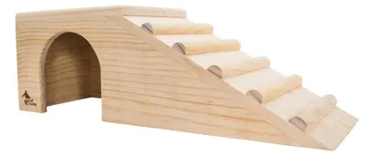 Obrázek produktu pro Dřevěný domeček s rampou z přírodní borovice, 42 cm