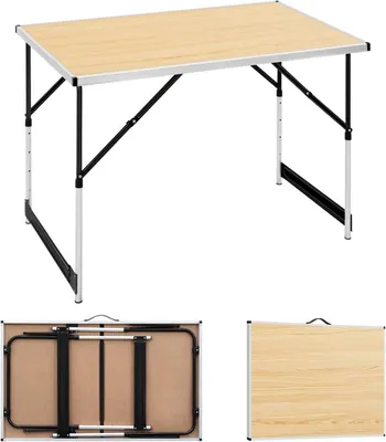 Produktbild von WOLTU Campingtisch Klapptisch Gartentisch Arbeitstisch Balkontisch höhenverstellbar Aluminium Stahl MDF Hell Eiche CPT8121hei