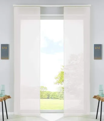 2er Set Schiebegardinen, 245x60 cm, creme, mit Paneelwagen