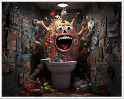Produktbild von Wallario Wandbild Kloalarm - Toilettentroll, Größe: 40,30 x 50,30 cm, Poster mit weißem Aluminiumrahmen
