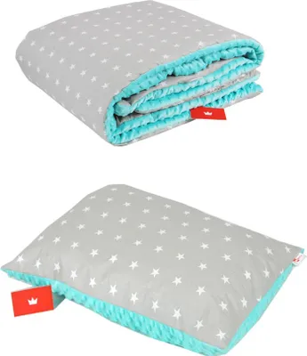 Produktbild von BABYLUX Kuscheldecke 100 x 150 cm Decke Kinderdecke 3. Minze + Sterne mit Kissen