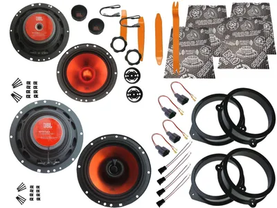 Produktbild von JBL Boxen Set für Audi A4 B7 8E Facelift Tür vorne und hinten 1040 Watt Ausbaubügel Dämmmatte