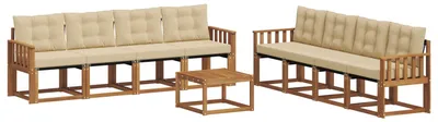 Produktbild von vidaXL Outdoor-Sofagarnitur mit Kissen 9 pcs Natur und Beige