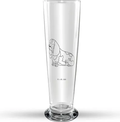 Produktbild von Mr. & Mrs. Panda Bier Glas Hund Basset Hound - Transparent - Geschenk, Niedlich, Bierglas, Bierbecher, Glasbecher, Glasbierglas, Trinkglas, Süß, Sprüche