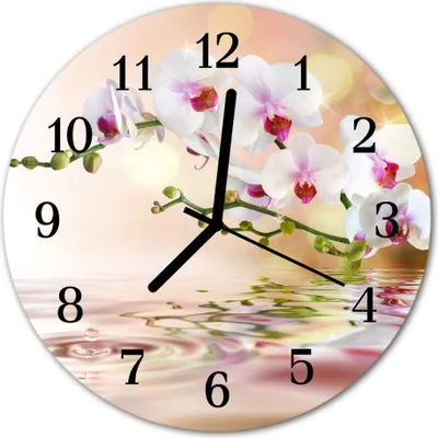 Produktbild von Glasuhr Wanduhr Küchenuhr Echt-Glas 30fi cm Orchidee mehrfarbig