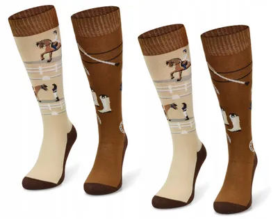 Produktbild von Comodo SJBW Bunte Kniestrümpfe für Reiten Muster Dressur