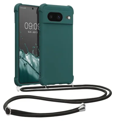 Produktbild von kwmobile Necklace Case kompatibel mit Google Pixel 8 Hülle - Cover mit Kordel zum Umhängen - Silikon Schutzhülle Petrol