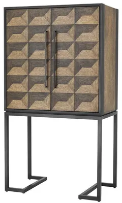 Produktbild von Casa Padrino Luxus Weinschrank mit 2 Türen Braun / Dunkelbraun / Schwarz 95 x 58 x H. 168,5 cm - Barmöbel - Luxus Qualität