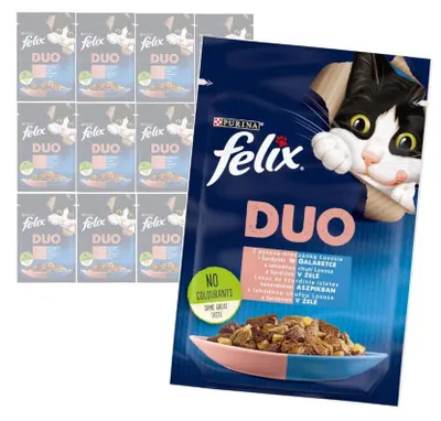 Produktbild von Purina Felix Fantastic Duo Nassfutter für Katzen mit Lachs und Sardinen in Gelee, 12 x 85 g