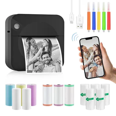 Obrázek produktu pro Bezdrátová mini tiskárna, termální mobilní tiskárna s Bluetooth pro tisk fotografií