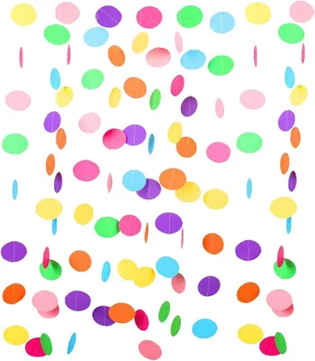 Productafbeelding van 9 Meter Ronde Papierslinger Cirkel Punten Opknoping Regenboog Slinger - Decoraties voor Verjaardag - Kinderen Verjaardagsfeestje Decoratie