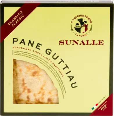 Produktbild von Sunalle Pane Guttiau Classico, traditionelles dünnes Hirten Brot aus Sardinien, 250g, Il Vecchio Forno di Fonni