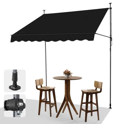 Image de ALIGHTUP Marquise de balcon 200x150x(200-300) cm Marquise à bras articulés Marquise à pince Marquise solaire balcon sans percer - Ombrage terrasse & balcon,noir