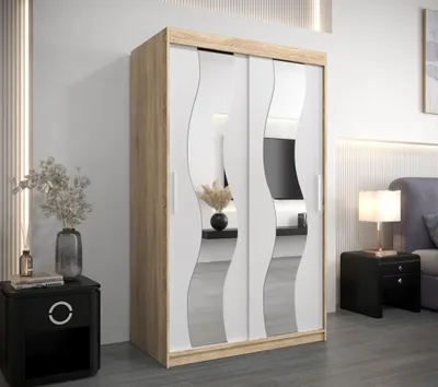 Obrázek produktu pro Šatní skříň se zrcadly MARGIT - šířka 120 cm, dub sonoma / bílá