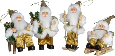 Produktbild von Weihnachtsmann 18cm, 4er Set, 4 Designs Dekofigur Weihnachten