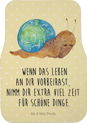 Produktbild von Mr. & Mrs. Panda Fußmatte Fürs Auto Schnecke Sir - Gelb Pastell - Geschenk, Motivation, Lustige Sprüche, Auto-Fußmatte, Schnecken, Weisheit, Automatte, Lebenszeit
