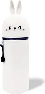 Produktbild von STILVORA Federmäppchen Kawaii Cartoon Stifteköcher aus Silikon für Schüler,Hasenform,weiches Silikon,Schreibtisch Stiftehalter mit Reißverschluss,Weiß