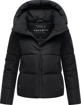 Produktbild von Navahoo Damen Winterjacke Steppjacke – warm & leicht, mit Kapuze, Frostherz, Schwarz Gr. 42 – XL
