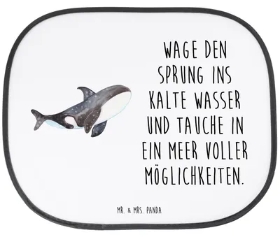 Produktbild von Mr. & Mrs. Panda Auto Sonnenschutz Orca - Weiß - Geschenk, seitenfenster, autofenster, Meer, Motivation, fenster, Orcas, Fürs, Sonnenblende, Wal, Arbeit
