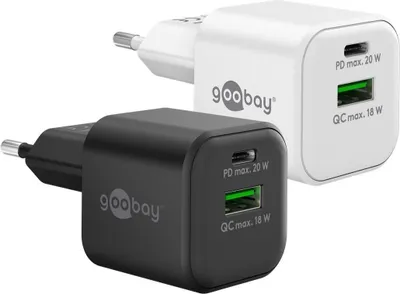Produktbild von Goobay USB-C PD GaN Dual-Schnellladegerät Nano 20 W schwarz