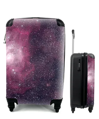 Produktbild von MuchoWow® Koffer Handgepäck Trolley Rollkoffer Kleine Reisekoffer mit 4 Rollen - Universum - Sterne - Rosa - Jungen - Mädchen - Kinder - Cabin Size < 55x40x23 cm & 55x40x20 cm - Kinderkoffer - Kabinenkoffer - Boardgepäck - Reise-Box - Reisekoffer - Reisegepäck - Koffer mit Bild - Trolley für Kinder