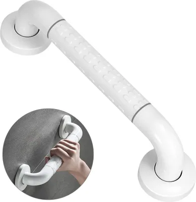 Produktbild von AKKEE Wandhaltegriff für Bad & Dusche, Rutschfest, 35 cm, 30kg Belastbarkeit, Edelstahl & Nylon, Weiß, Fluoreszierend