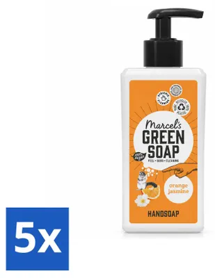 Productafbeelding van 5 x Marcel's Green Soap handzeep, sinaasappel & jasmijn - 250 ml - voordeelverpakking - 5 stuks