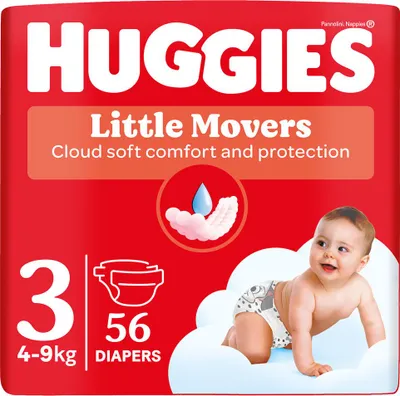 Obrázek produktu pro HUGGIES® Pleny jednorázové Little Movers 3 (4-9 kg) 56 ks