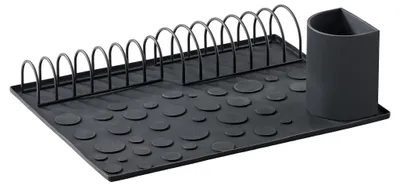 Abtropfset 45x36x22 cm Schwarz aus Silikon/Metall
