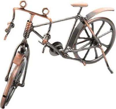 Produktbild von Unyqoos® Metall‑Fahrradmodell – handgefertigte Eisen‑Deko, Vintage Miniatur 17 x 11 cm (ca. 200 g) für Schreibtisch, Büro, Zuhause, Bar & Café