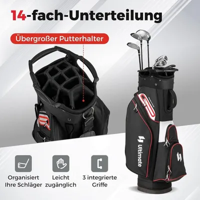 Produktbild von Golf-Cart-Tasche, 14-fach-Unterteilung, wasserabweisend, schwarz