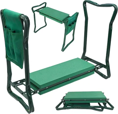 Produktbild von Garten-Knieschützer und Hockstuhl, 3-in-1-Design, 60 x 27 x 49 cm, grün