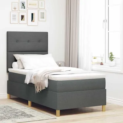 Obrázok produktu pre Maison Exclusive – LED boxspringová posteľ s čelom, tmavošedá, 80 x 200 cm, látka