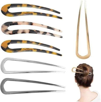 Immagine prodotto di Set di fermagli per capelli da 6 pezzi a forma di U, vari colori, da donna