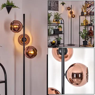 Produktbild von Cesaro Stehlampe aus Metall/Glas in Schwarz/Kupferfarben