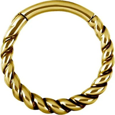 Produktbild von Karisma Edelstahl Hinged Scharnier Segment Ring Twisted Rope Ohrring Nase 1,2x8mm - Roségold