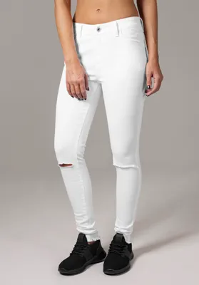 Produktbild von Urban Classics Damen Hose Ladies Cut Knee Pants White-30