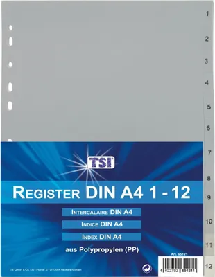 Produktbild von Ordner Register von 1-12 DIN A4 aus PP