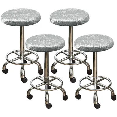 Produktbild von 4 Stück Hockerbezug Rund 40-50cm Elastischer Stuhlbezug  Barhockerbezug, Grau