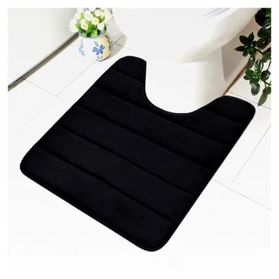 Produktbild von Memory Foam rutschfeste weiche Toilettenmatte mit Ausschnitt 50 x 60 cm, saugfähige Badematte für WC, waschbare Badteppiche, Schwarz
