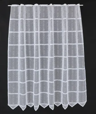 Produktbild von Gardinen Kranzusch Scheibengardine Jaquard in Karooptik 150x697,5 cm H/B weiß Bistrogardine Vorhang Küche 1er Pack