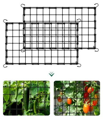 Produktbild von 2 Pflanzennetze Scrog Netz 120×60 cm Elastisch Dehnbar Wiederverwendbar mit 8 Haken für Pflanzenwachstum