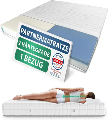 Produktbild von AM Qualitätsmatratzen | Premium 7-Zonen Partnermatratze 180x200 cm - H3 & H5 - Taschenfederkernmatratze (1000 Federn/2m²)
