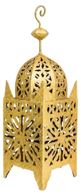 Produktbild von Marokkanische Laterne Frane Gold 51 cm, handgefertigte Orient Laterne aus Metall, Gartenlaterne und Windlicht für Kerzen, Deko für Wohnzimmer, Terrasse, Balkon und Eingangsbereich,