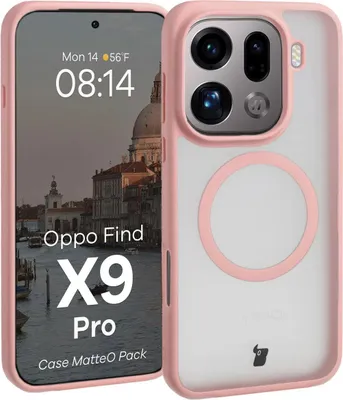 Produktbild von Schutzhülle mit Magnetring + gehärtetem Glas für Oppo Find X9 Pro, Getönt-Hellrosa