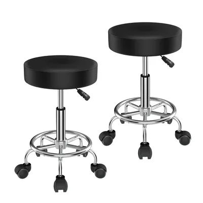 Produktbild von 2er set Drehhocker Rollhocker höhenverstellbar Arbeitshocker Drehstuhl Praxishocker Kosmetikhocker Rollen Schwarz
