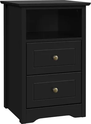 Immagine prodotto di Comodino nero con 2 cassetti e ripiano